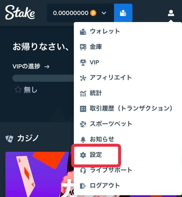 ステークカジノ_設定ボタン