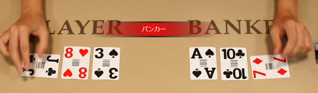 バカラの勝敗が決まる